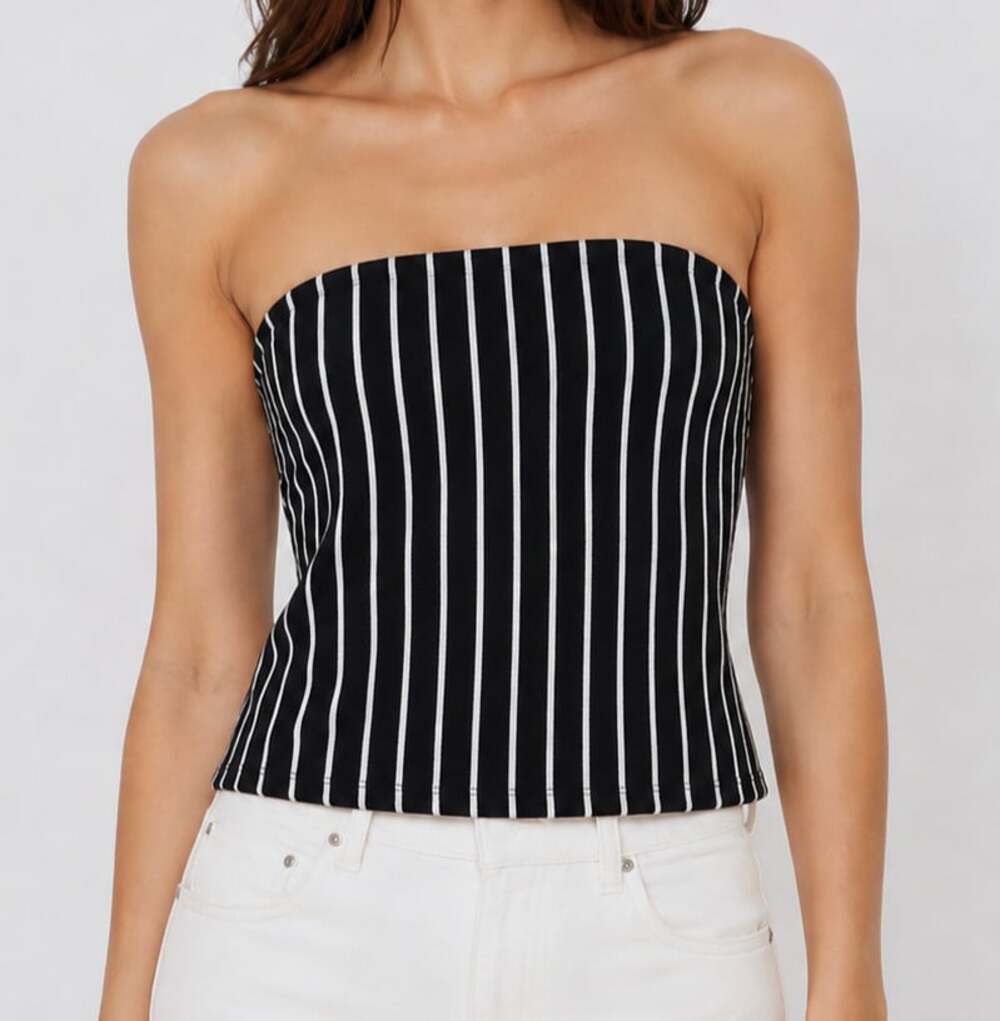 Express Strapless Tie Back Tube Top Black White Stripe - Size XS